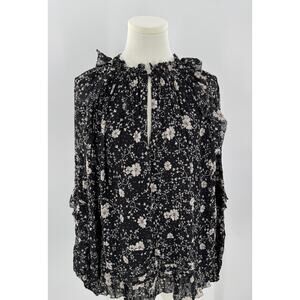 Isabel Marant Etoile Black Ivory Floral Top Long Sleeve Blouse
